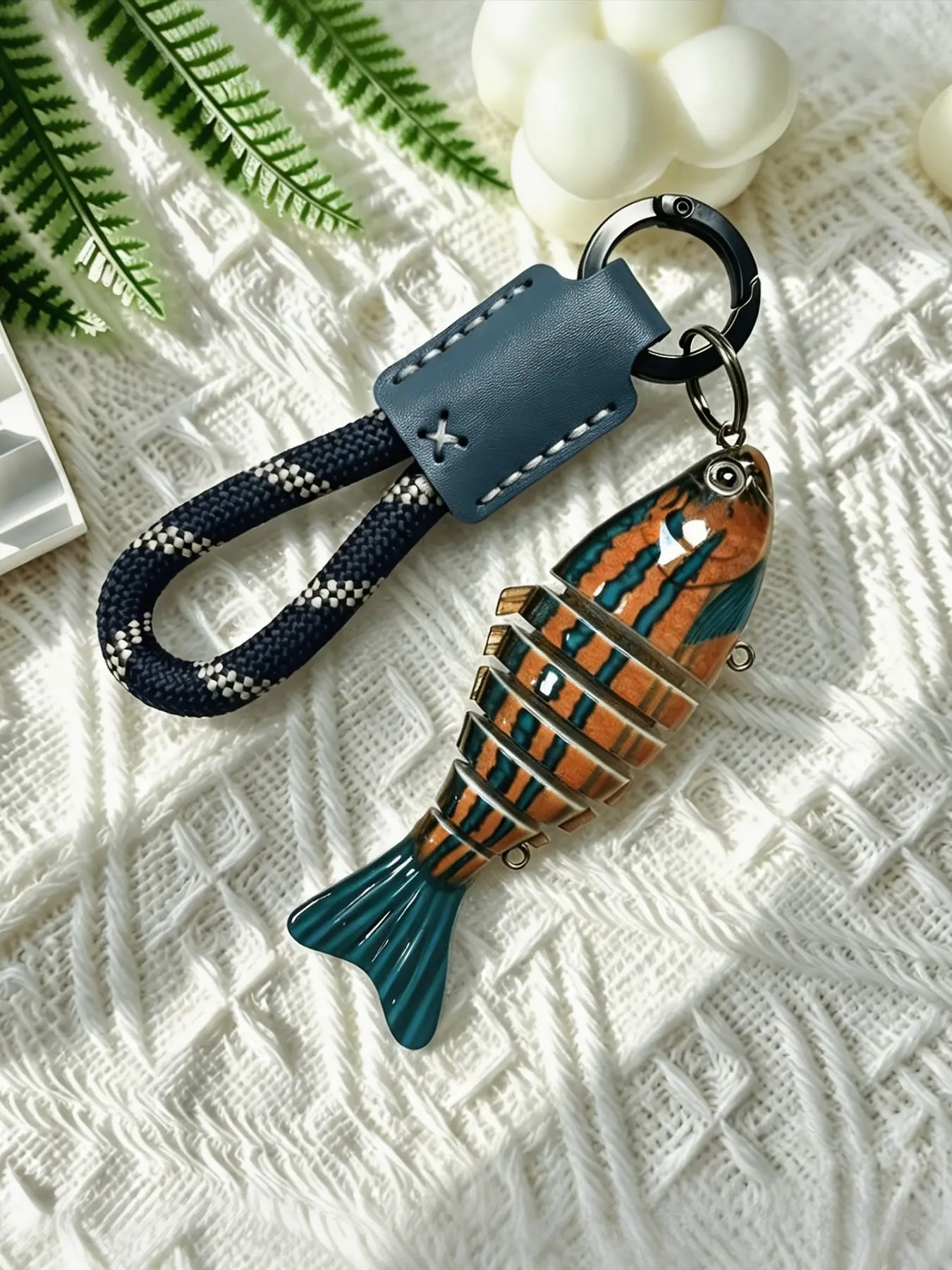 PU Leather Fish Keychain, Backpack Charm for Fishing Lovers, Casual Style, All Seasons, Perfect Gift, Batch Number Gj-033