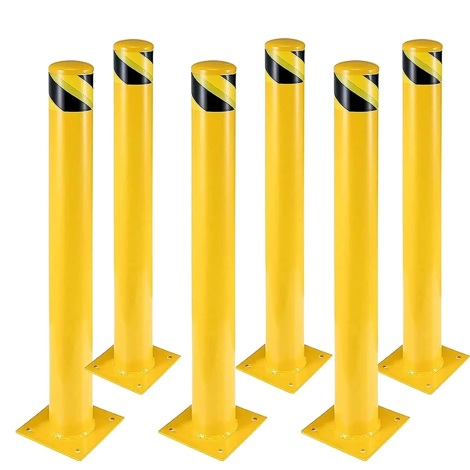 Heavy-Duty Q235 Steel Safety Post Bollard - 4.5*36 in, 4.5x42 in, 7.9"x7.9" Base Plate, Impact-Proof Traffic Control Vehicle Guard with Black Accents for Schools, Driveway (Home Improvement Security Equipment)