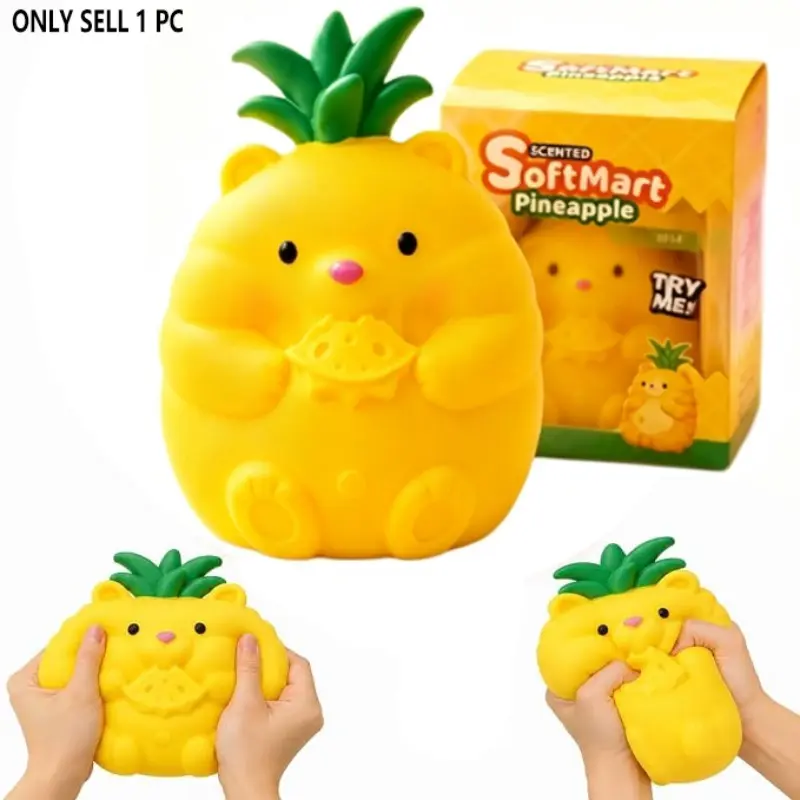 Jumbo Pineapple Bear Squishy Fidget Toy,Sensory Slow Rising Stress Ball | Cute Fruit Bear Squeeze Toy,Anxiety Relief for Adult Teens Autism Kids,Gift Birthday Christmas Party Favor Classroom Prizes,Soft Squishy Companion