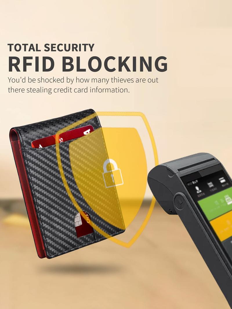 Men's Slim Fit RFID Blocking Microfiber Leather Wallet, Large Capacity Design, 9 Credit Card Slots, Business Style, All Seasons Use