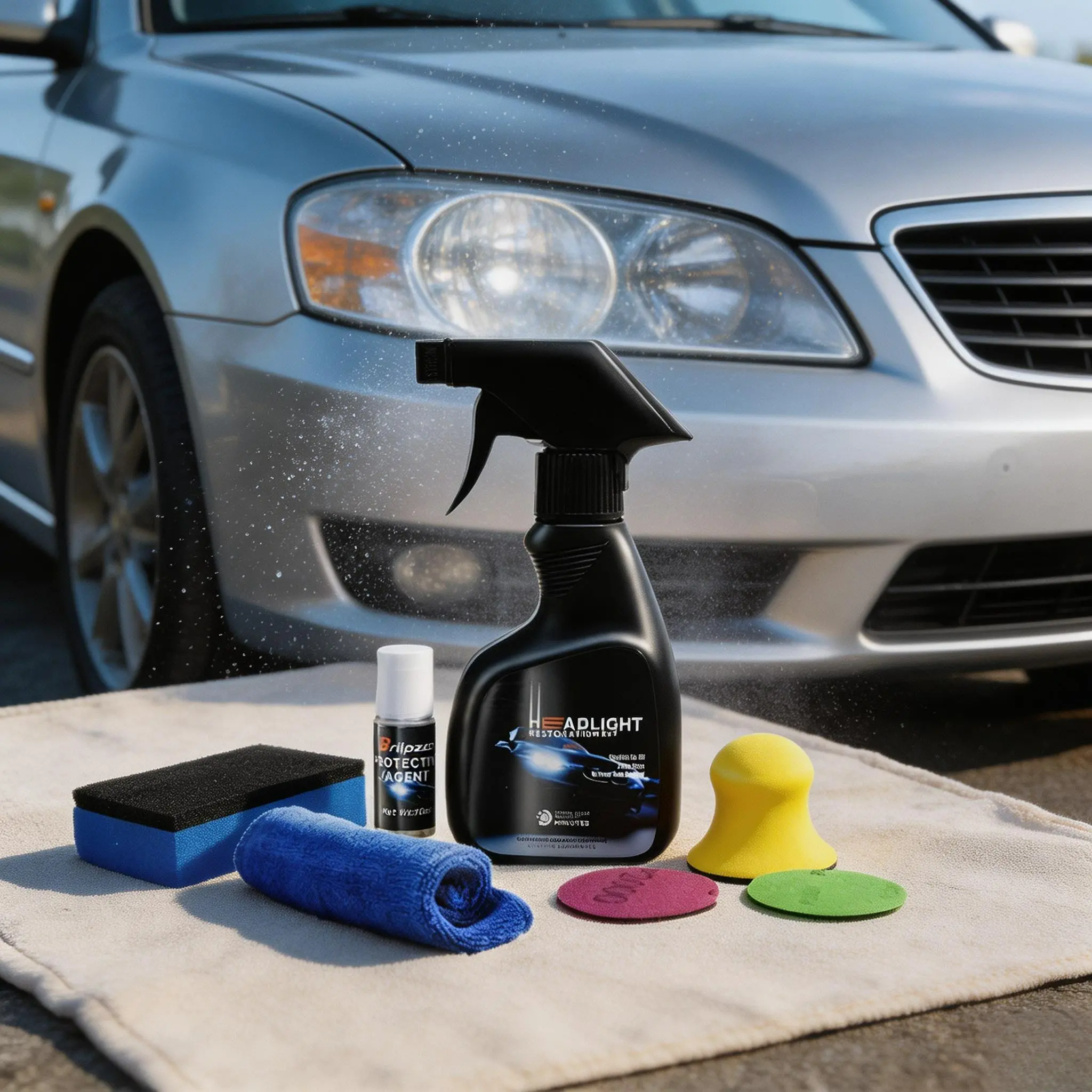 Automotive Headlight Restoration Fluid - 180ml Headlight Restoration Kit Oxidized and Yellowed Car Headlights, Enhanced Fuzzy Crystal Coating Car Detailing Tool for Oxidized, Yellowed, Blurred Headlamps