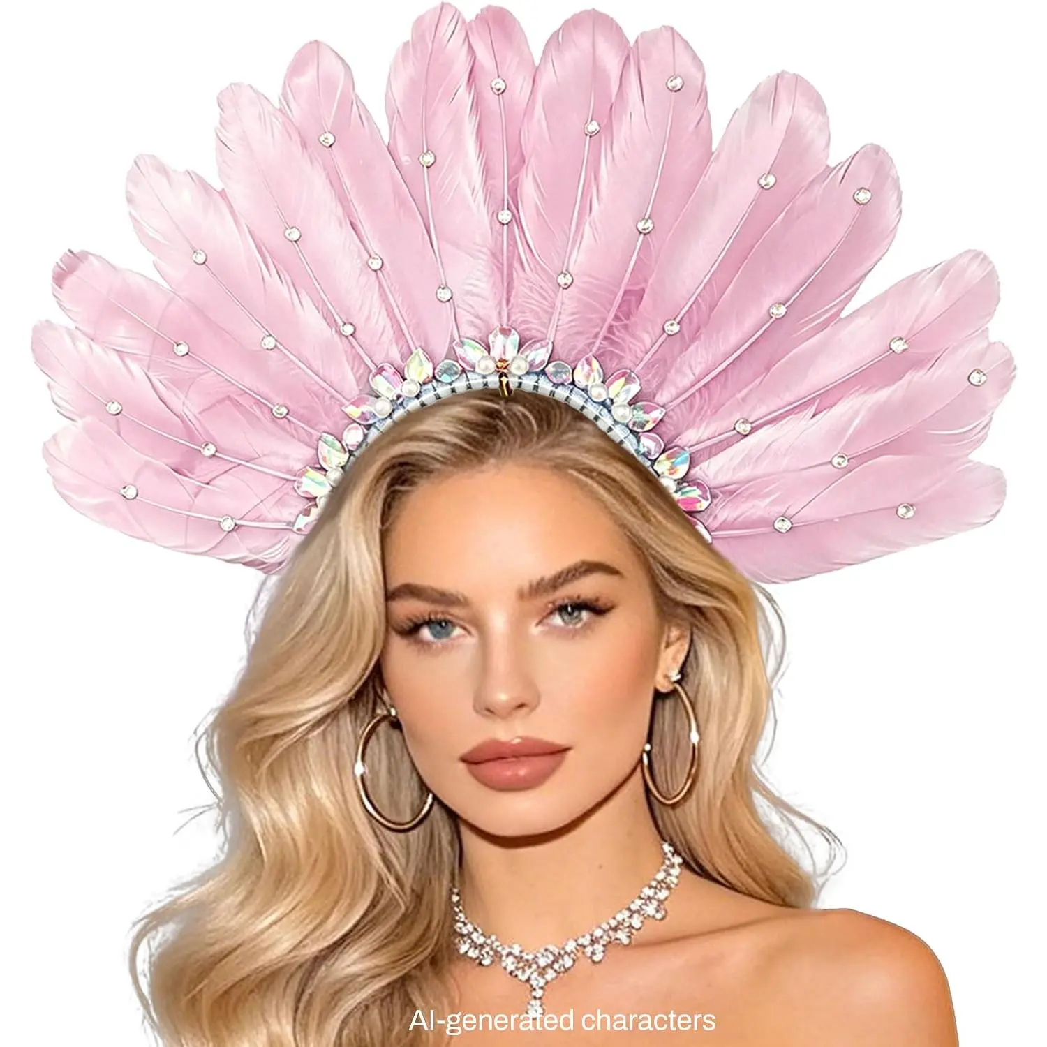 Women's Fashion Retro Flapper Feather Headpiece, 1920s Carnival Headdress, Mardi Gras Rave Festival Costume Accessories