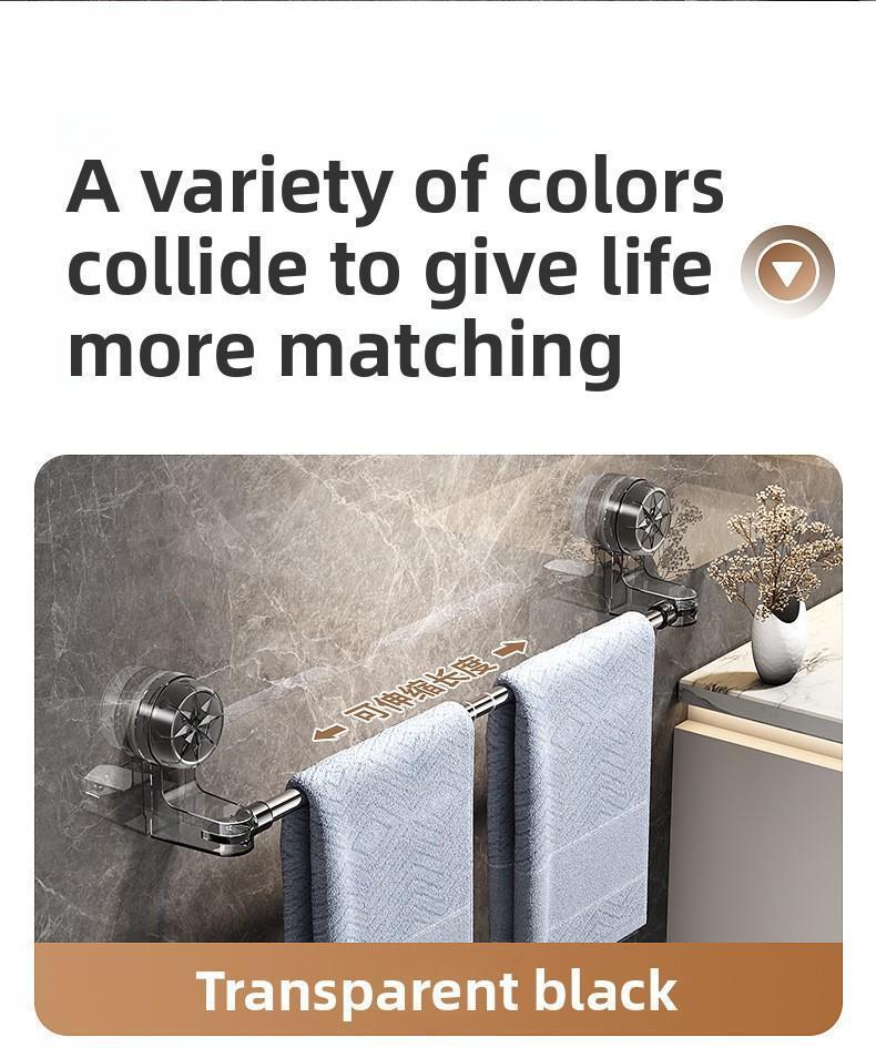 Stainless Steel No-Drill Suction Cup Towel Rack - Adjustable Bathroom Kitchen Storage Organizer