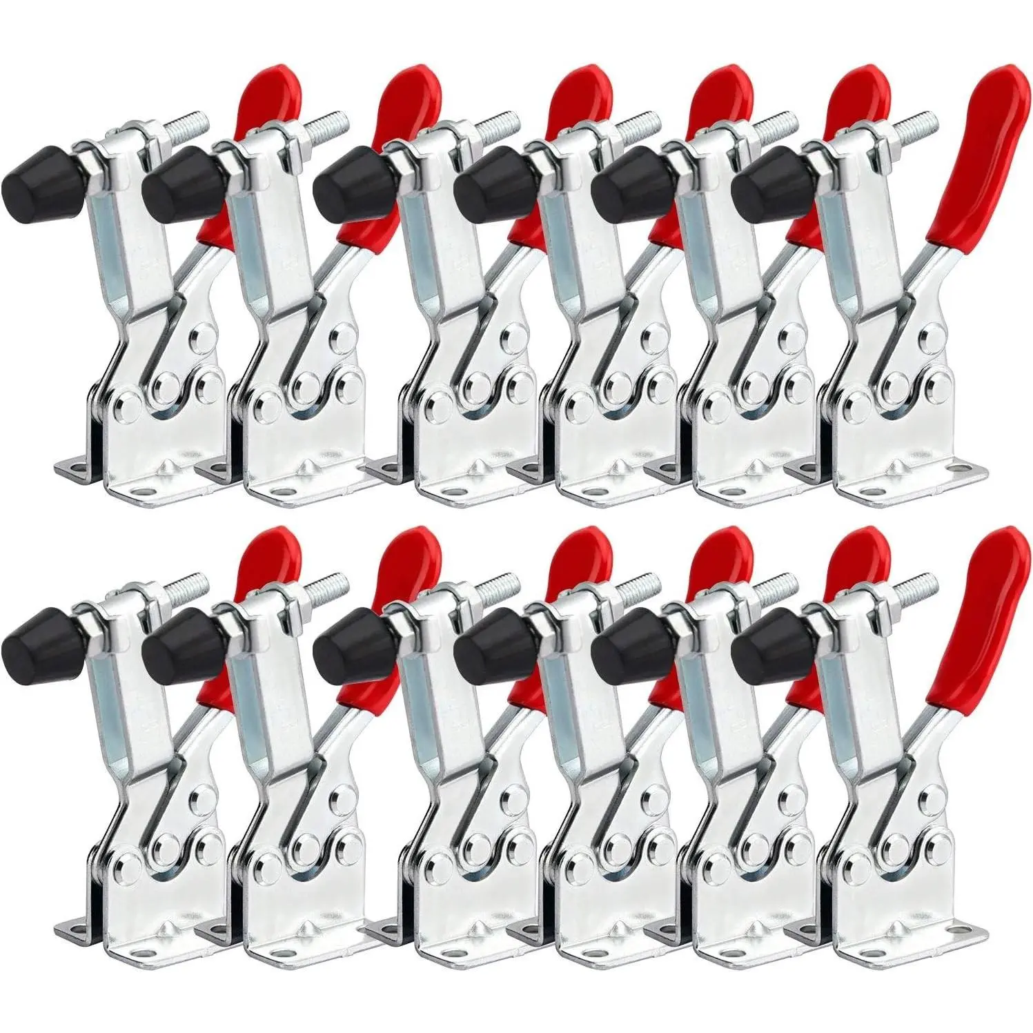12 Pack 198 lbs Toggle Clamp Quick Release Horizontal Hand Tool Heavy Duty Antislip Red Holding Clamps