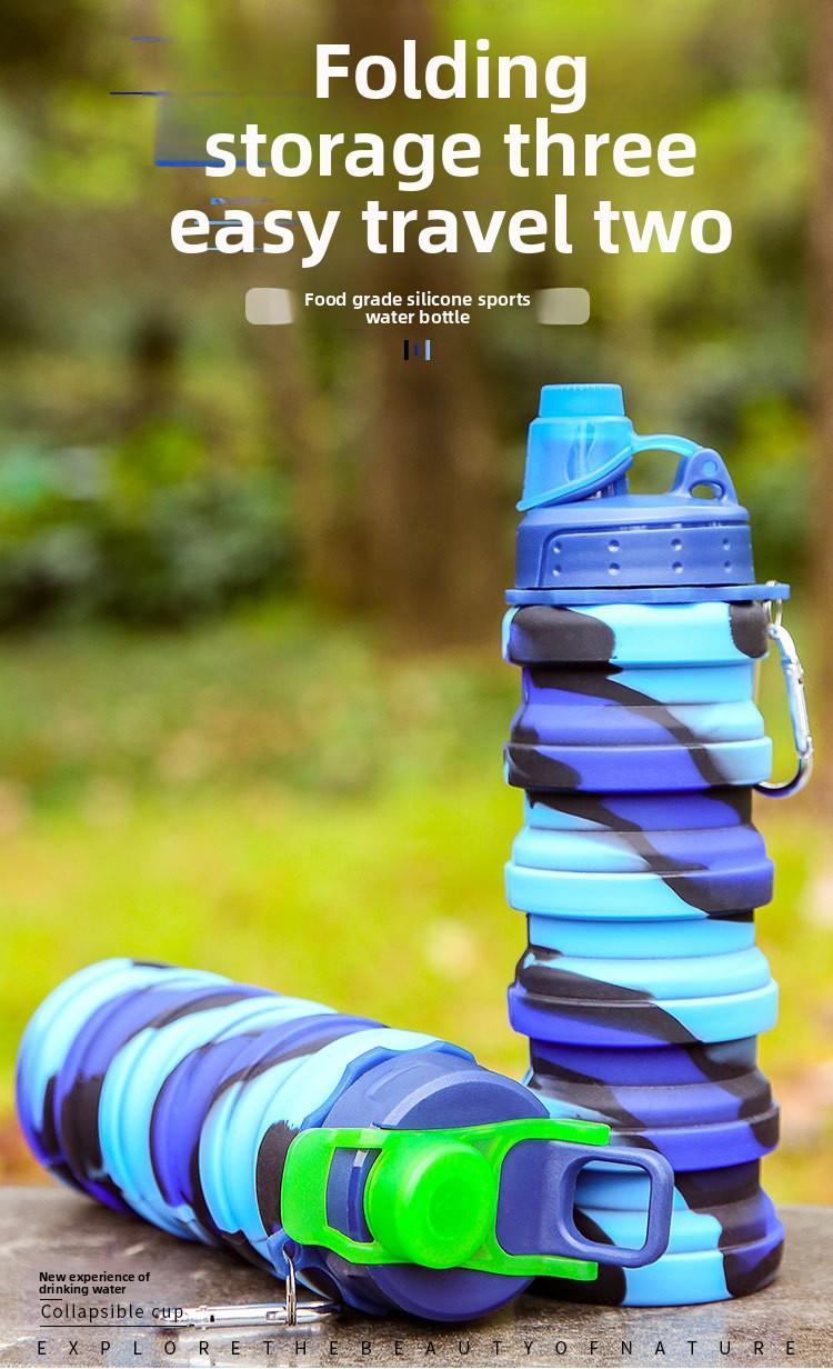 Foldable silicone water bottle, portable water cup, outdoor sports water cup suitable for travel, mountaineering, sports fitness, camping, travel cup