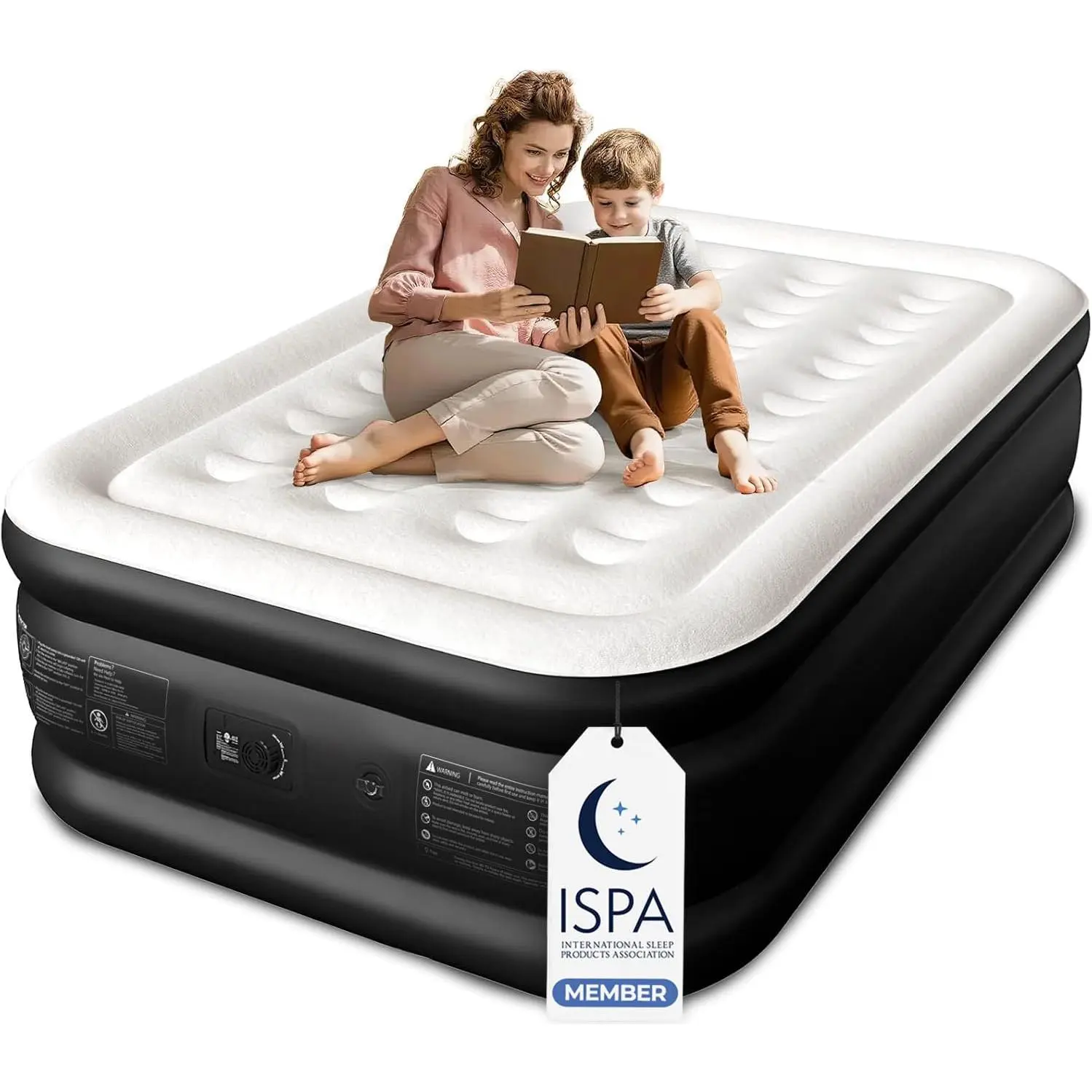 Full Size Air Mattress with Built-in Pump 18in, Honeycomb Pillar |   18" Raised Comfort, 48Hr Leak-Proof Test, Upgraded Honeycomb Pillar Supports 600 lbs, 2.5-Min Inflation for Home Guest Room