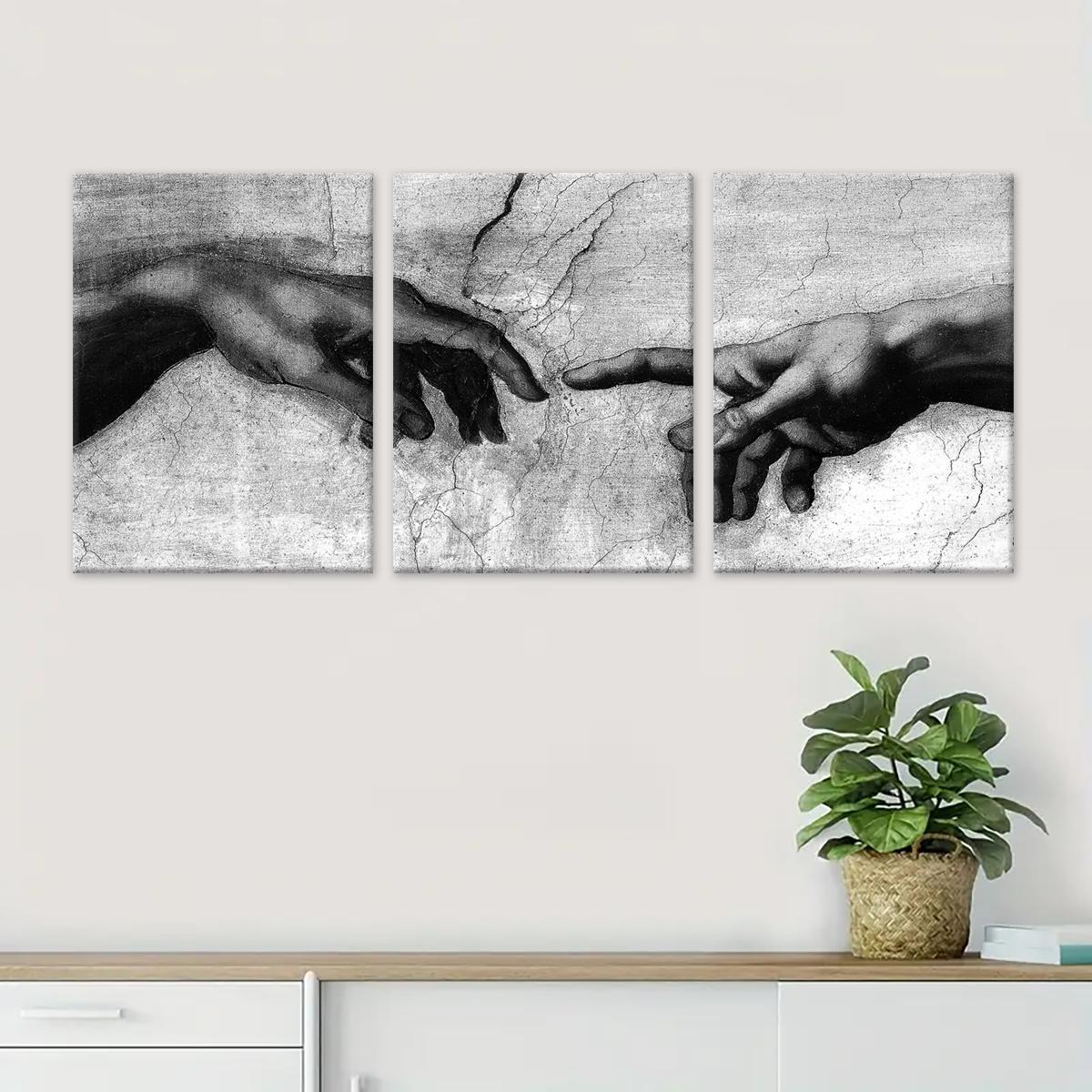 Wooden Framed Canvas Painting, 3 Counts/set Hand Pattern Wall Art, Modern Art Wall Decoration, Home Decoration Canvas Prints Poster, Solid Wooden Frame, Artistic, Universal Aesthetic