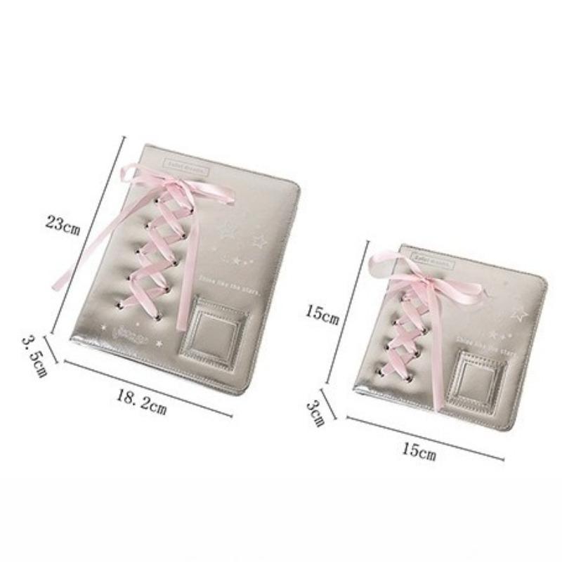 Silver Leather PU Photo Album Ballet Ribbon Photocard Binder 3 Inch Kpop Idol Card Collection Book A5 A7 Photo Albums INS Style