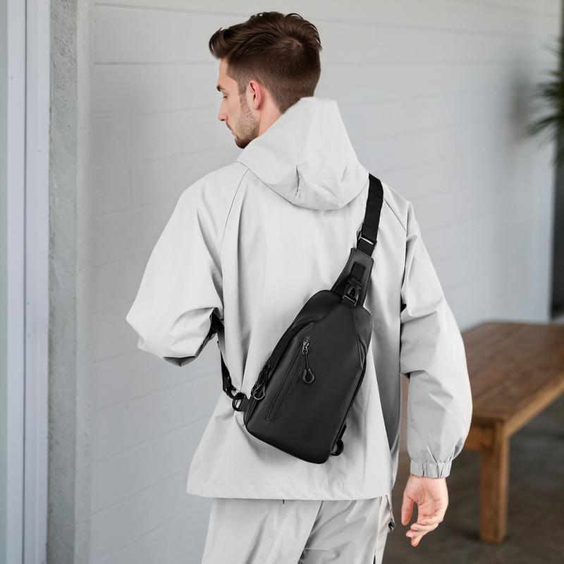 Men's Versatile Sling Chest Bag - Removable Adjustable Strap & Zipper Pockets Shoulder Bags for Business Travel