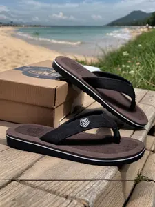 Men's Casual Solid Color Slides, Lightweight Comfortable Non-slip Slippers, Soft Comfy Home Slippers, Summer Barefoot Shoes for Indoor & Outdoor Wear, Footwear for beach, Slides Sandals, Flip Flop Slides, Footwear Style