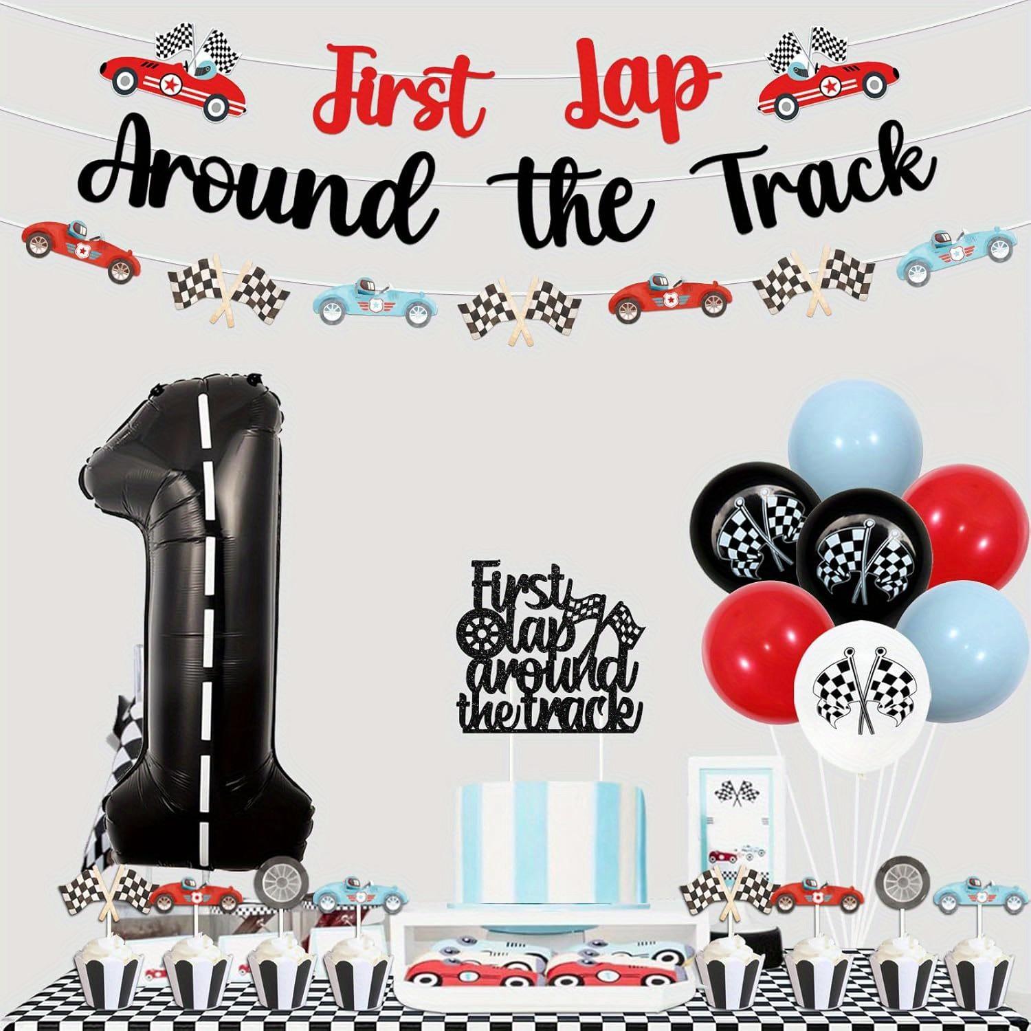 1 Set First Lap Around the Track Birthday Decorations, 1 Birthday ...