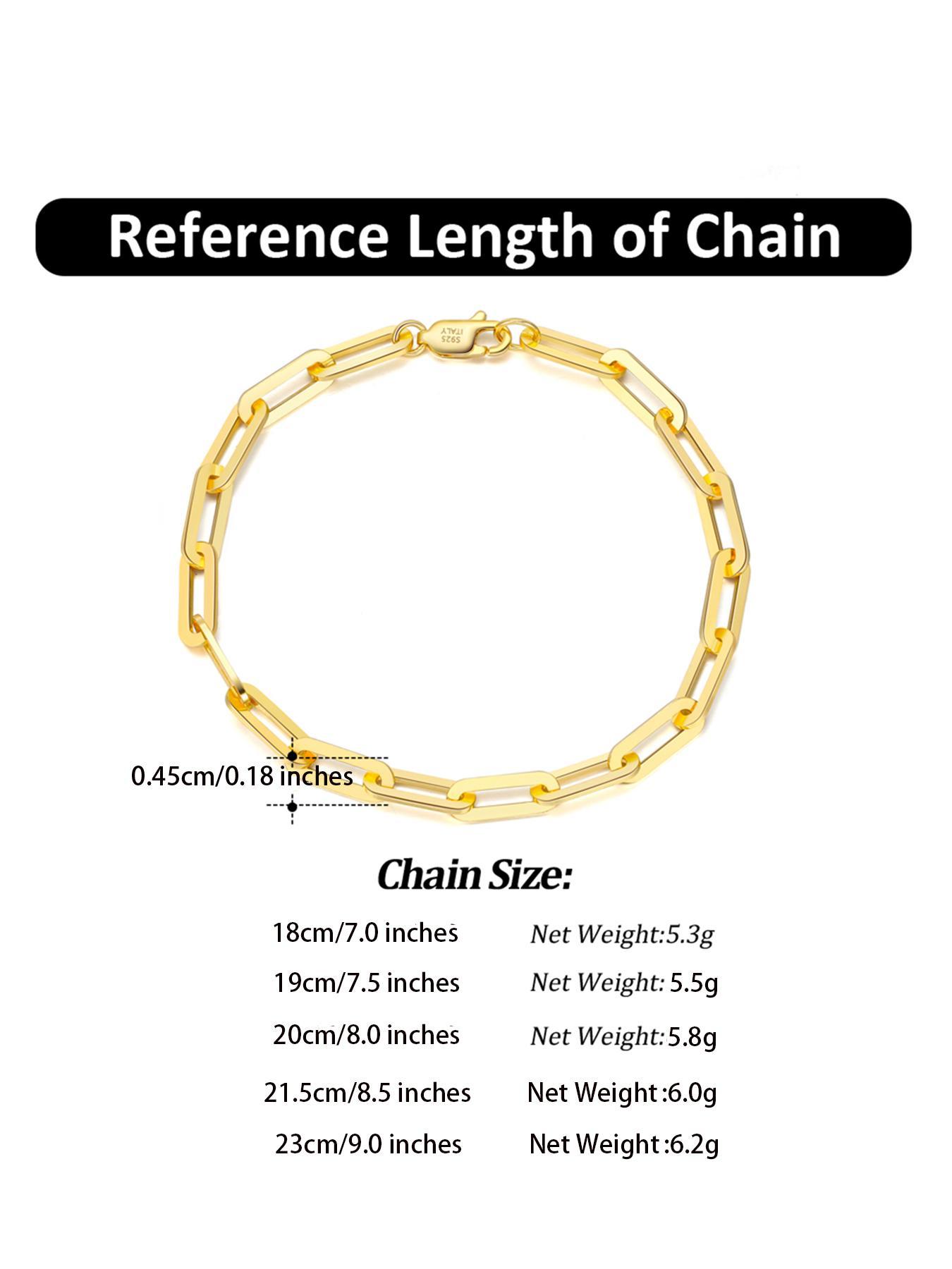 925 Sterling Silver Simple Paperclip Chain Bracelet, Fashionable Jewelry for Women & Men, Trendy All-match & Exquisite Jewelry for Birthday Gift, High Quality Bracelet