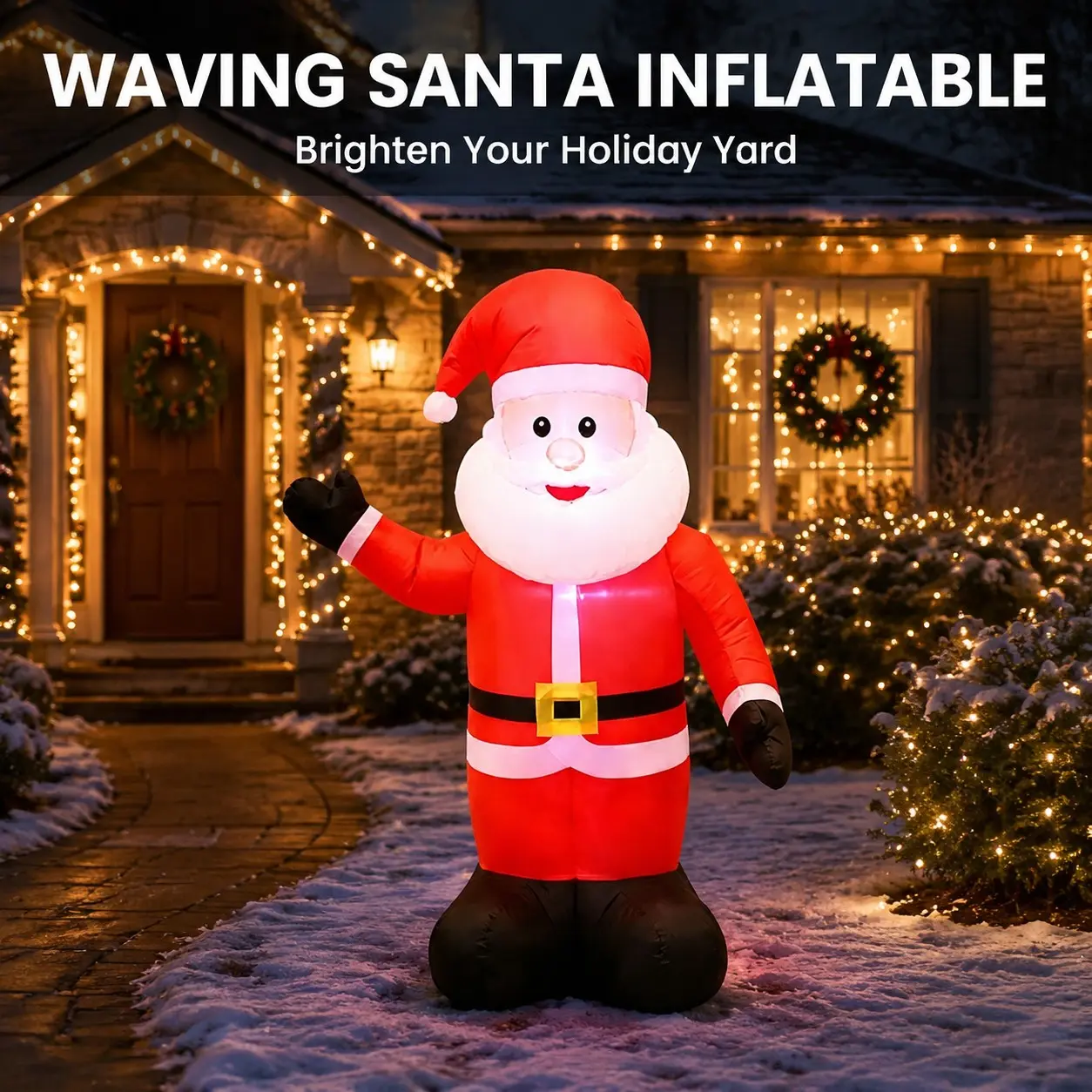 1.2m Inflatable Santa Claus Light-Up Christmas Decoration, Outdoor Garden Party Decor, Waterproof Durable Quick-Inflate Stable