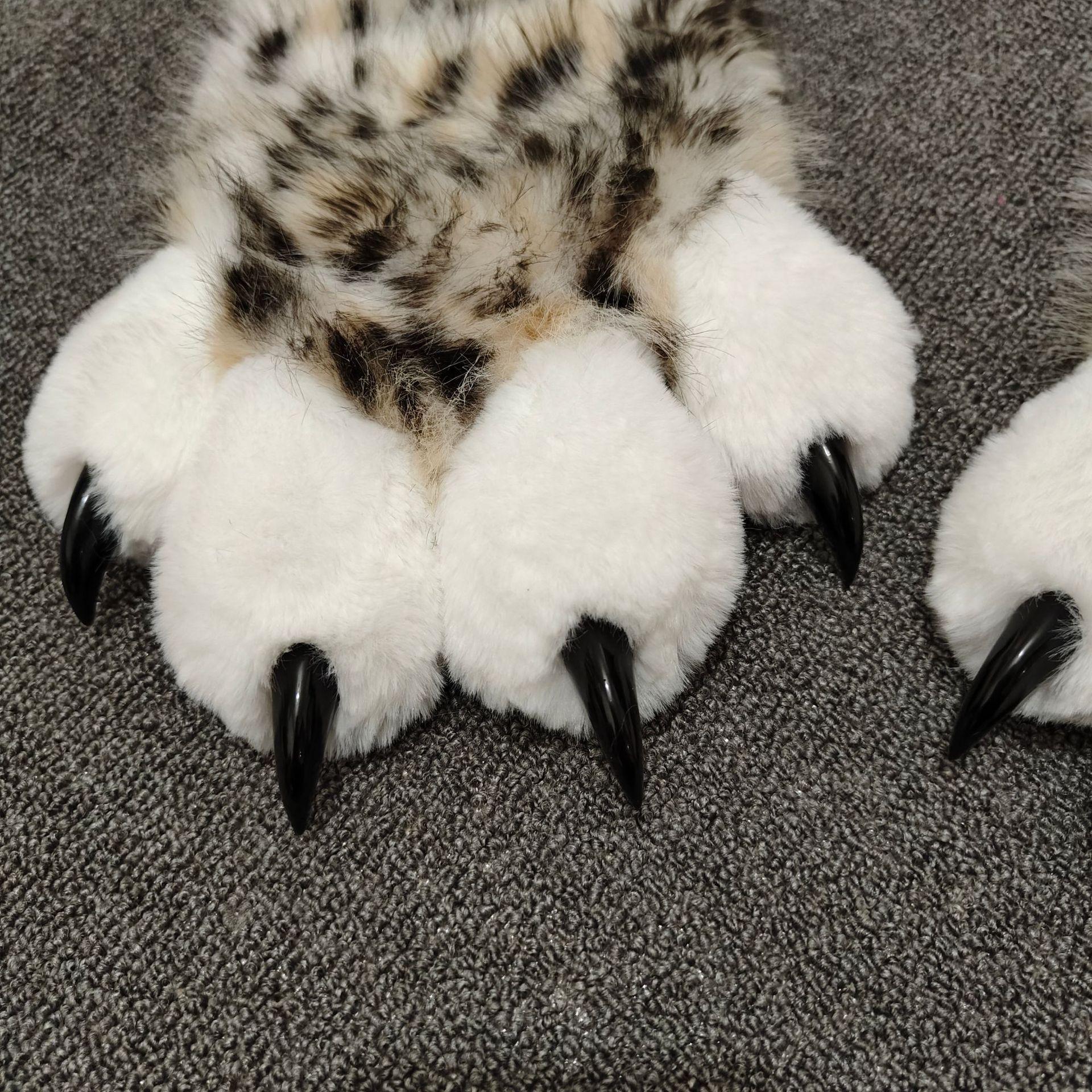 Fursuit Leopard Print Kigurumi Cat Paws Cartoon Plush Furry Cosplay Kig Costume Nail Tiger Claws Full Finger Performance Props