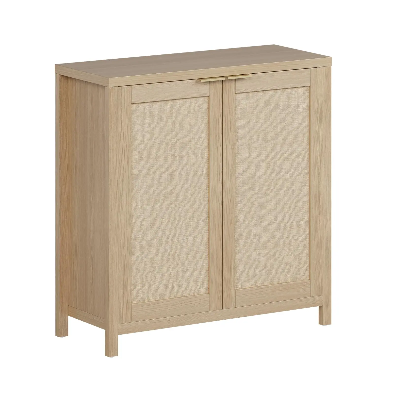 Rattan Sideboard Buffet Kommode – 87 cm breit, höhenverstellbare Einlegeböden, robuster Metallgriff – Modernes Flurmöbel für Wohnzimmer, Esszimmer, Küche oder als Eingangsbereich