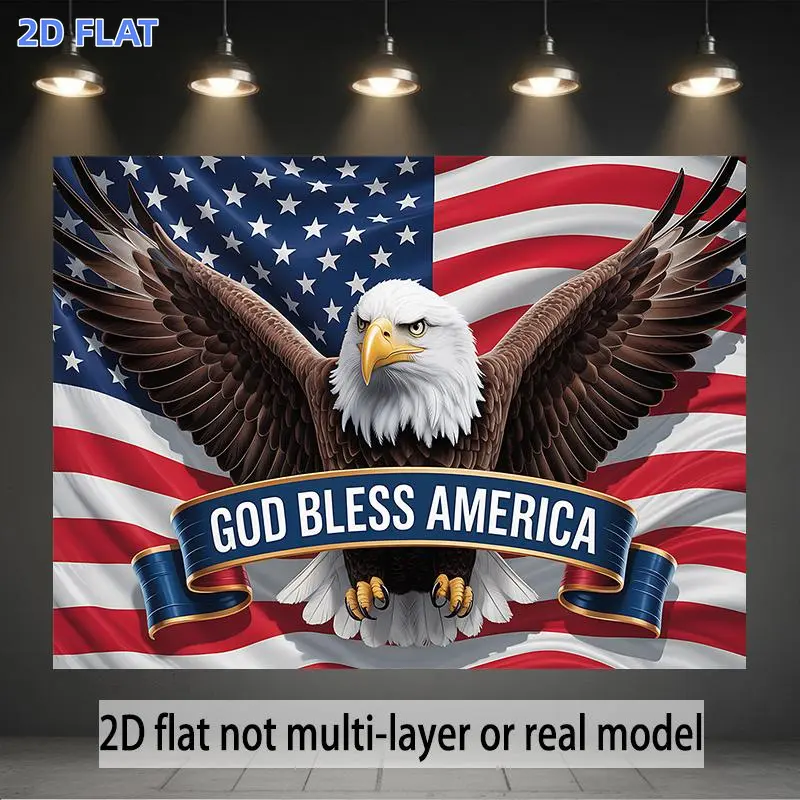 2D Flat Banner 1pc, A Single Banner Featuring a Patriotic Eagle Design Made of Polyester Ideal for Celebrations Like National Day Victory Day Memorial Day Birthdays Festivals Parties And Seasonal Or Home Decor, Photography Backdro