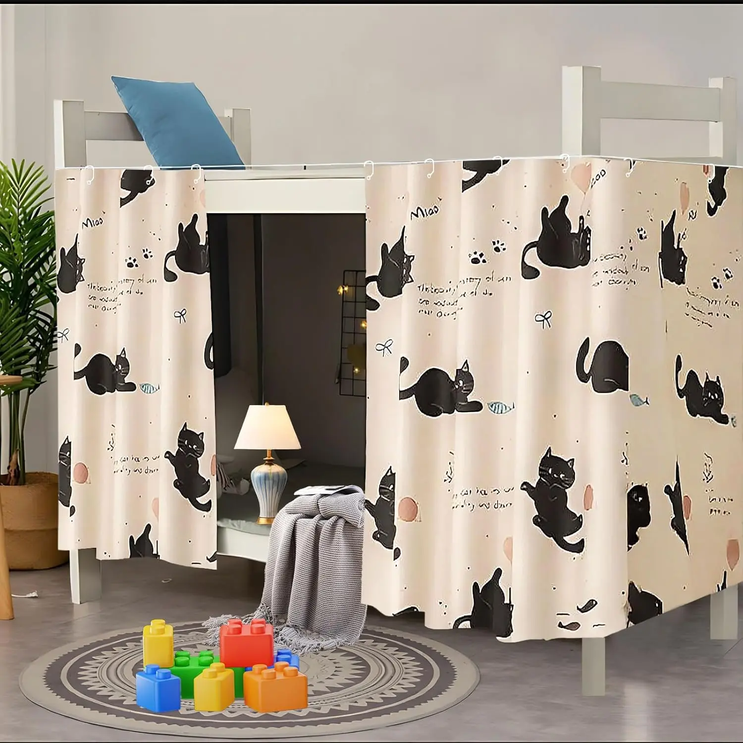 2 count Blackout Bunk Bed Curtains,Thickened Canopy Students Single Bed Dorm  Room,Black
