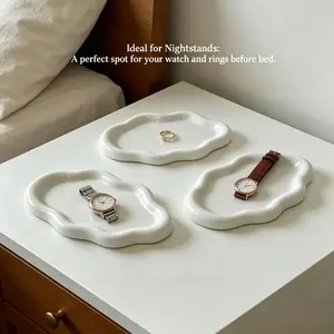 3pcs Cloud-Shaped Jewelry Trays, Irregular Jewelry And Key Storage Boxes, Aesthetic Makeup Storage Boxes Suitable for Bedroom/Bathroom, Cute Easy Decorative Storage Plates, Jewelry Storage Trays, Cute Storage Organizer