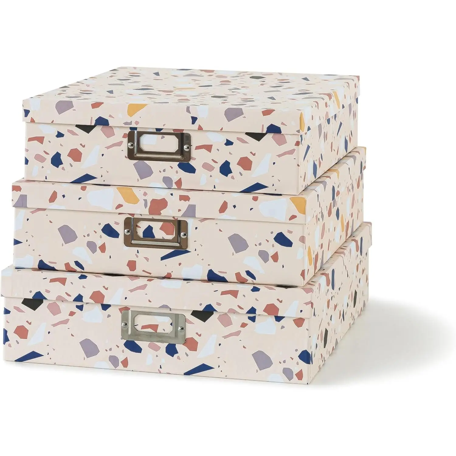- Cardboard Storage Boxes with , Set of 3, Terrazzo | Cute Decorative Photo Box Set for  Office, Nesting  and Memory Organizers for Scrapbooks and Documents
