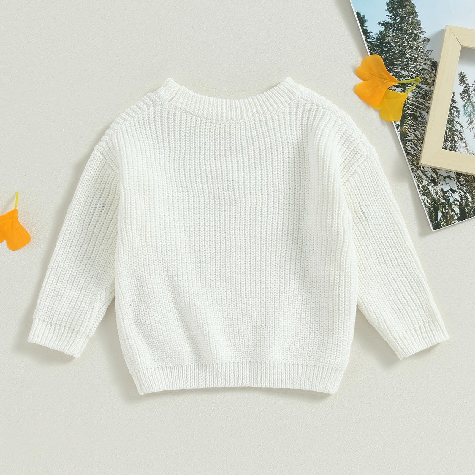 Toddler Baby Girl Knit Sweater Blouse Pullover Sweatshirt Flower Embroidery Warm Long Sleeve Tops 0-5 Years