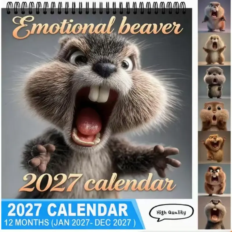 2027 Emotion Hedgehog Desktop Calendar, 12-Month Fun Spiraled Binder, Unique Gift for Colleagues, Office Decor, Holiday Presents