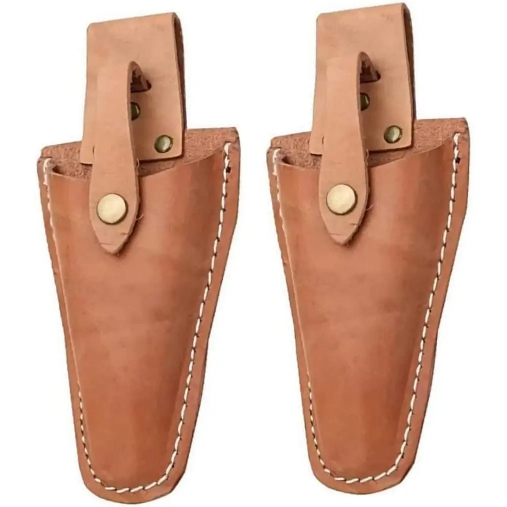 Leather Sheath for Scissors, 2Pcs Leather Sheath Tool Holsters,Garden Pruner Sheath, Belt Holder Pouch Bag, Protective Leather Cover, Leather Hand Pruner Sheath for Garden Pliers with Snap (2)Gift