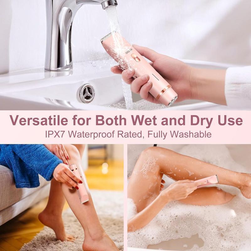 2 in 1 Electric Hair Trimmer for Women, 1 Box Waterproof Rechargeable Wet & Dry Use Hair Removal Tool, Women's Body & Facial Hair Trimmer