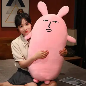 Creative Pink Rabbit Plush Toys Cute Bunny Long Pillow Stuffed Animal Soft Doll Funny Room Decoration Kawaii Birthday Gift