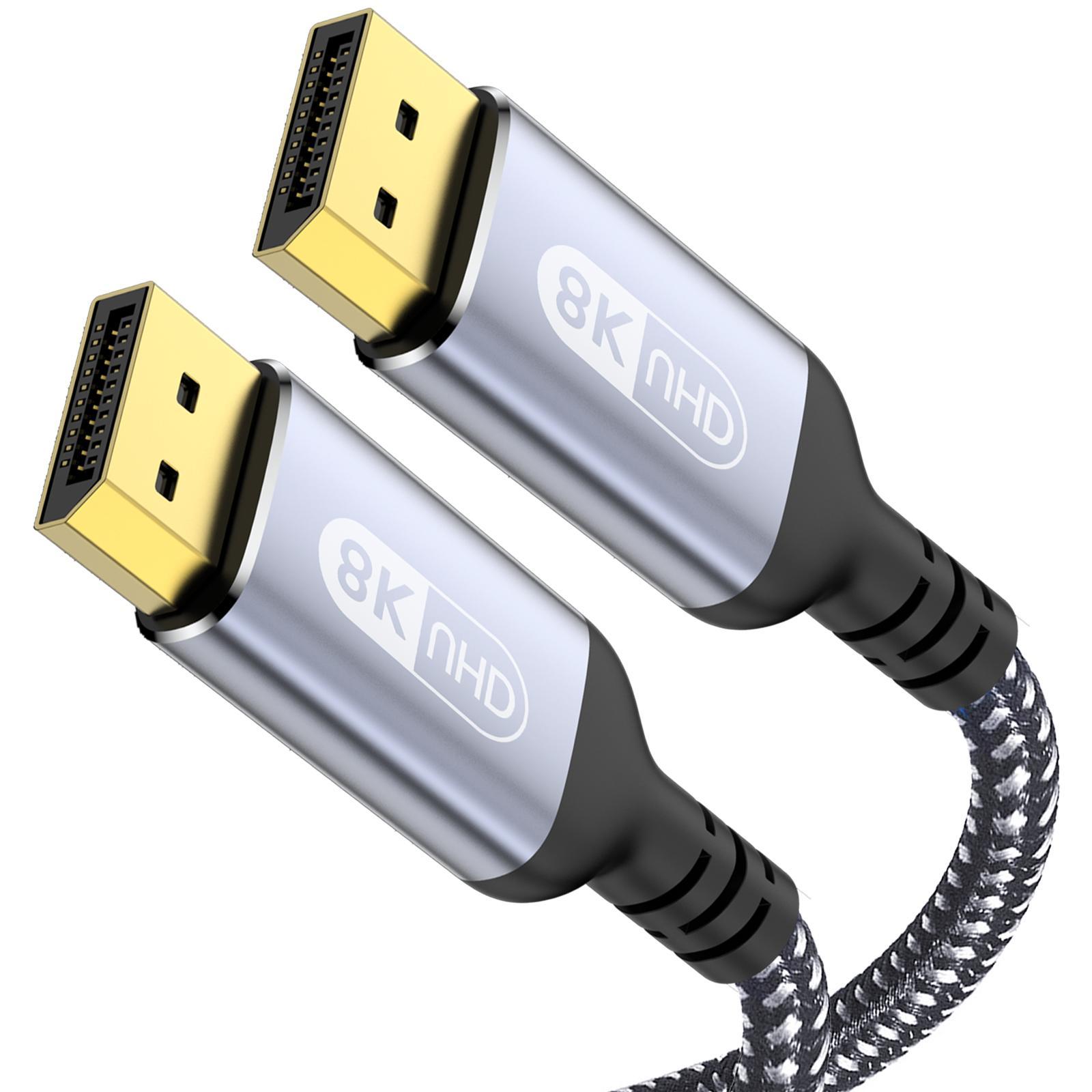 DisplayPort Cable, 1 Count 8K DP 1.4Cable 8K@60Hz 4K@144Hz Braided High Speed Display Port Cable, Compatible with TV Gaming Monitor Laptop, Gaming Accessories
