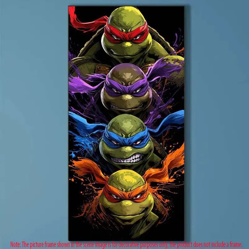 5D DIY Full Drill Round Diamond Painting - Diamond Painting Making Kit Anime Design Ninja Turtle Mosaic Canvas DIY Wall Art, DIY Diamond Arts, Home Wall Decoration, Handcraft, Suitable for Halloween, Christmas, Birthday and Anniversary Gifts.