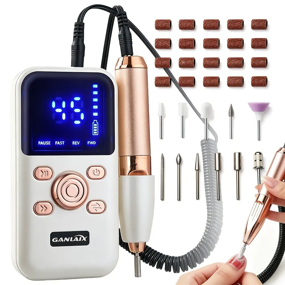 Professional Nail File Machine, Portable Nail Polisher and Pedicure Tool, 1800mah Battery, Three Color Options, Ideal Gift, Nail Care