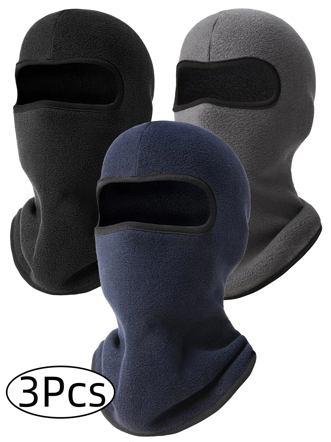 3Pcs Winter Fleece Balaclava Ski Mask for Men & Women, Windproof Thermal Full Face Cover, Cold Weather Face Mask for Outdoor Sports