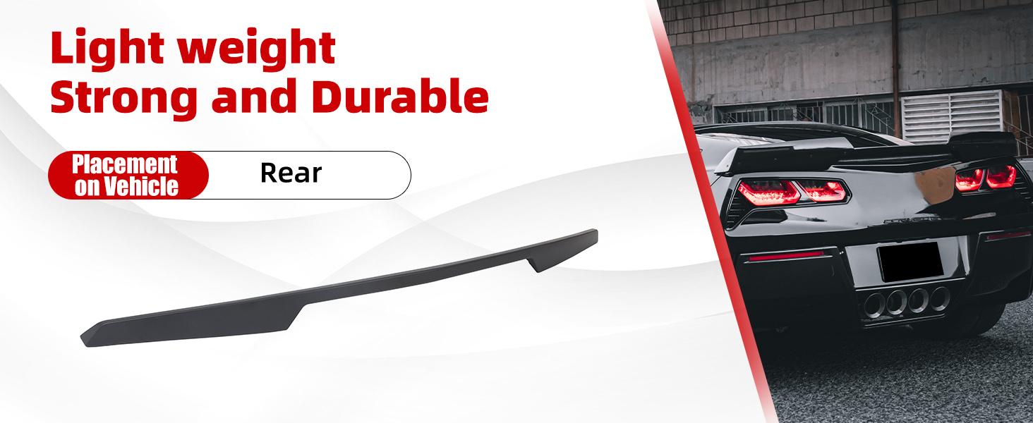 Rear Spoiler & Side Winglets Compatible with 2014-2019 Chevy Corvette C7 Exterior Rear Spoiler Wing Tail Roof Top Lid Stage 2 Style