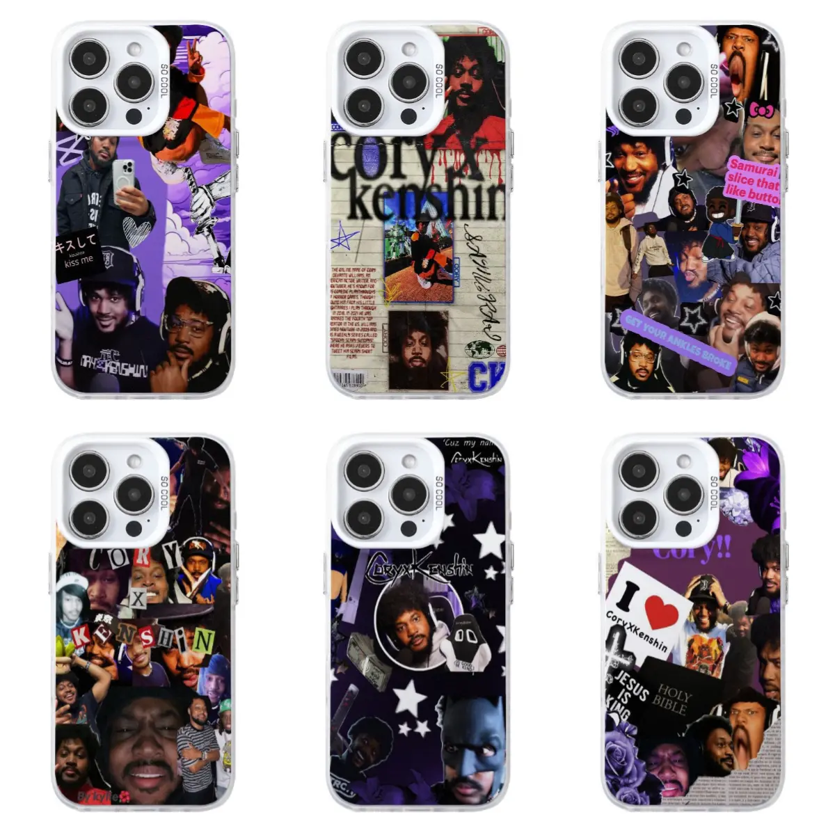 Coryxkenshin Kenshin Meme Collage Smartphone Casing - Viral YouTuber Aesthetic Design Mobile Phone Accessory for iPhone 17-12, Samsung S22-S26, Ideal Gift for Meme Fans (Cellphone Devices Cover)