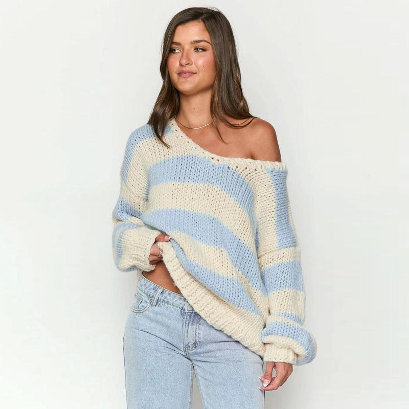 Joyfunear Women's Oversized Chunky Knit Sweater Off-Shoulder Loose Fit Pullover for Comfort & Style S-XXL