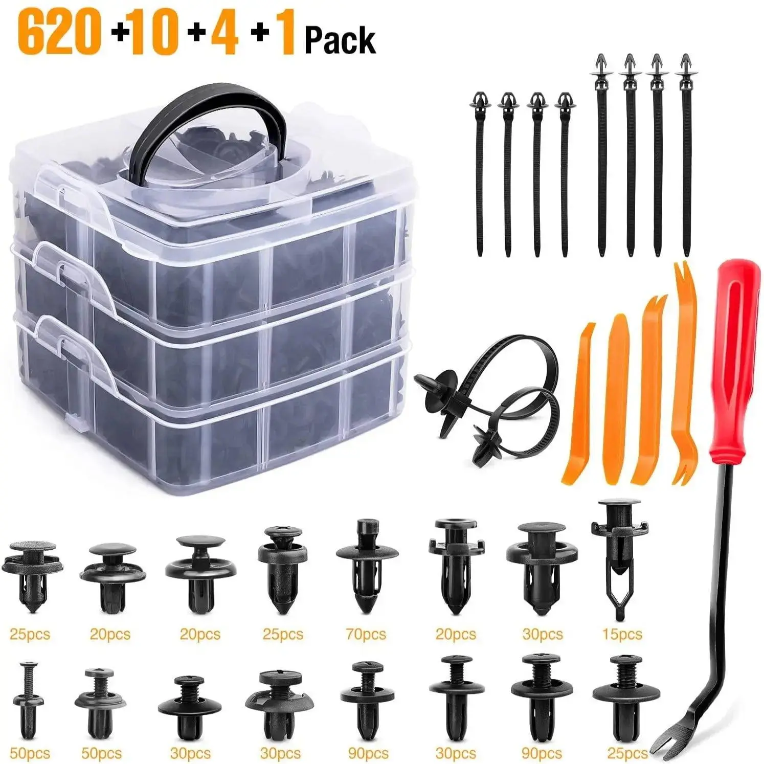 Nilight 635 Pcs Car Push Retainer Clips Kits For Toyota GM Ford Honda Acura Chrysler