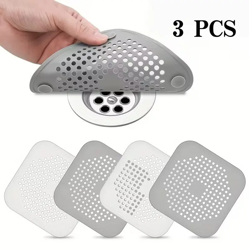 3-Pack Silicone Drain Hair Catcher – Anti-Clog Shower & Sink Strainer for Bathroom, Tub, and Kitchen Bathroom Accessories