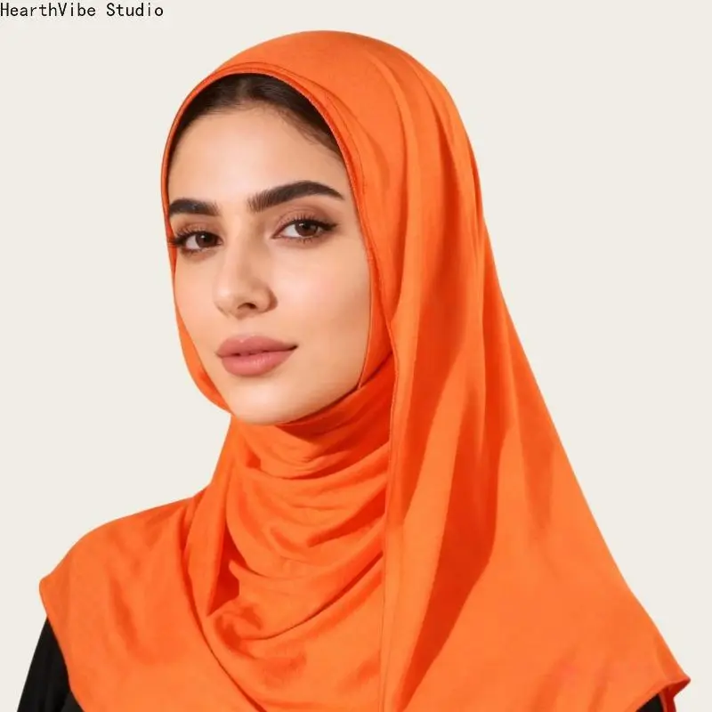 Mercerized‑cotton solid‑color long head scarf, Southeast‑Asian‑style versatile outdoor sport head wrap accessory for women.