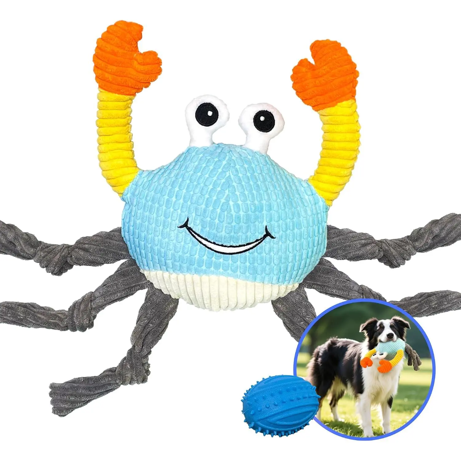 Toys for Aggressive Chewers – 3-in-1 Squeaky Interactive   with Spiky Ball for Small, Medium & Large ,  Plush Toys(Bouncing Ball Not Included)