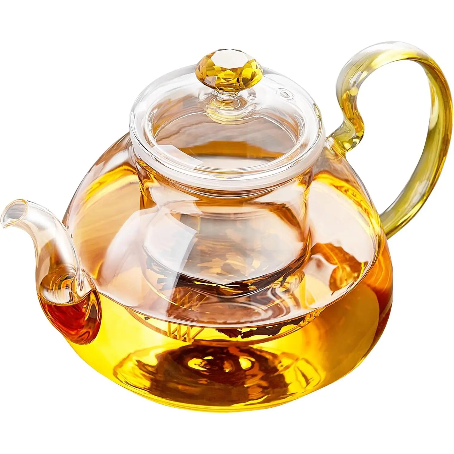 Large Capacity Glass Teapot with Removable Infuser, Stovetop Safe, Thickened Heat-Resistant Borosilicate Glass, 46 fl oz