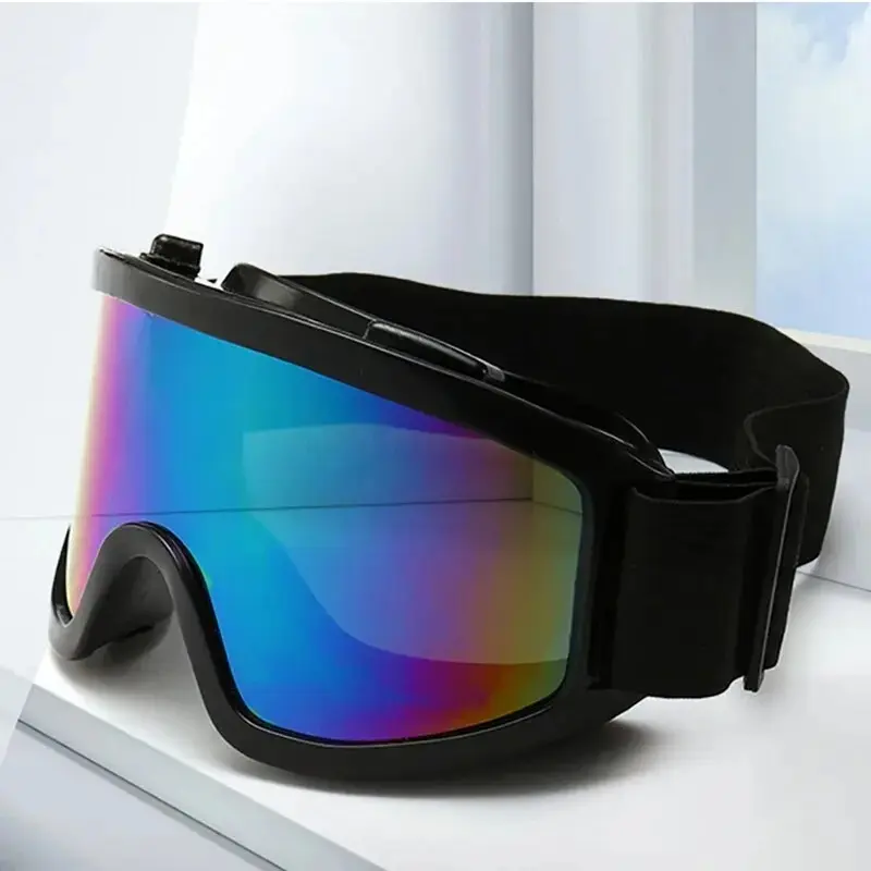 Universal Sports Goggles with Mirrored Polycarbonate Lens, Over-the-Glasses Fit for Skiing & Motorcycle, UV400 Protection & Adjustable Buckle Strap, Climbing, Motorcycles, Adjustable Elastic Strap, Unisex Fit, Hiking / Light Outdoor, Outdoor Sport, Motorc