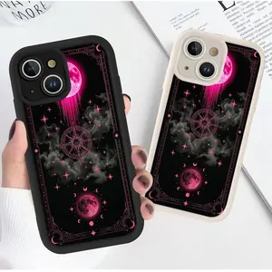 2-Pack Cute Phone Case for iPhone 17/16/15/14/13/12/11 Pro, Plus, Pro Max, mini, X, XS, XSMAX, Air, 16e, 17e Series, Pink Moon Stars Compass Clouds Pattern - Gaozhu Aesthetic Cover Shockproof Soft Slim TPU Full Camera Lens Protective Phone Cover
