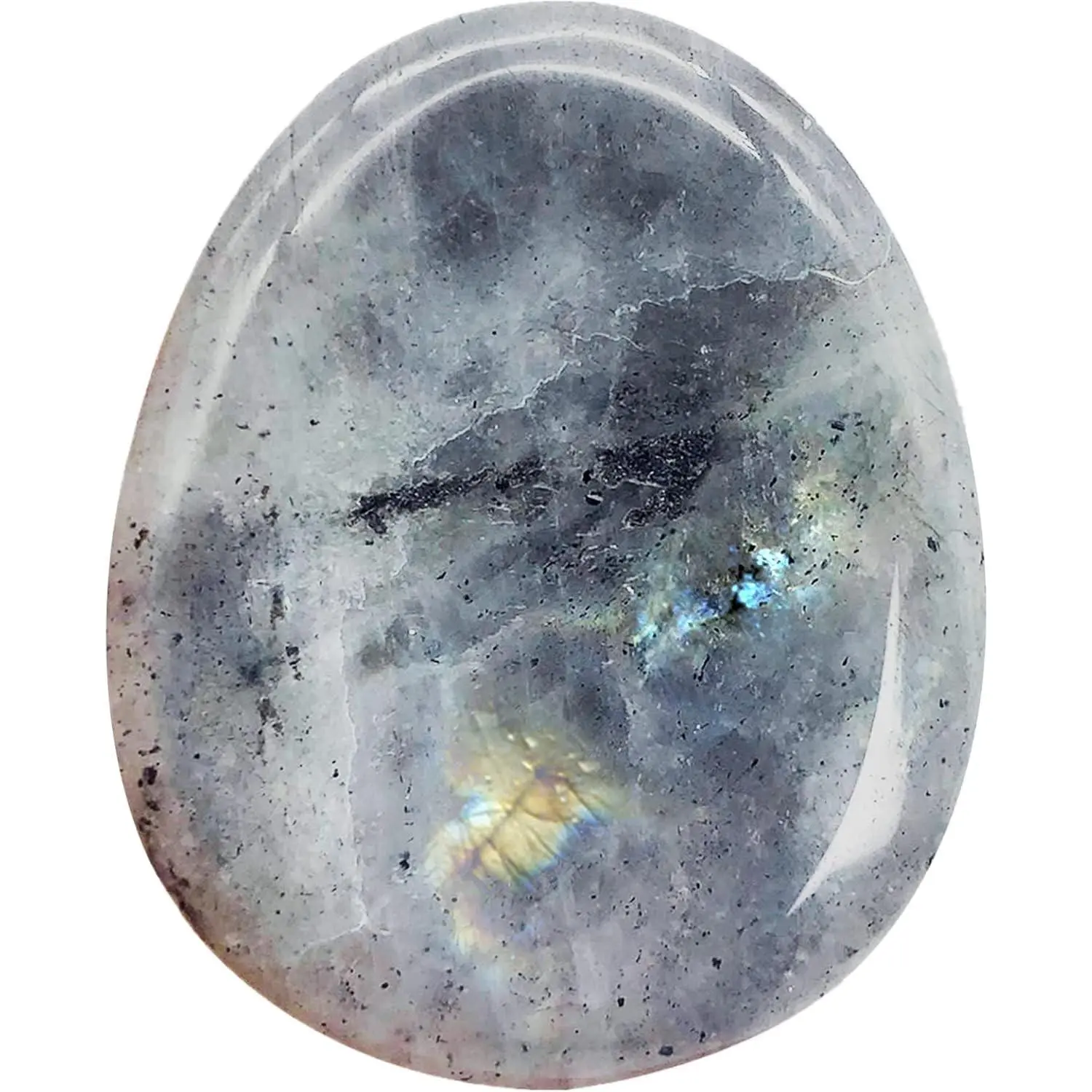 Natural Moonstone Crystal Thumb Worry Stone, Hand Carved Healing Crystal Teardrop Pocket Worry Stones for Anxiety Stress Relief Meditation
