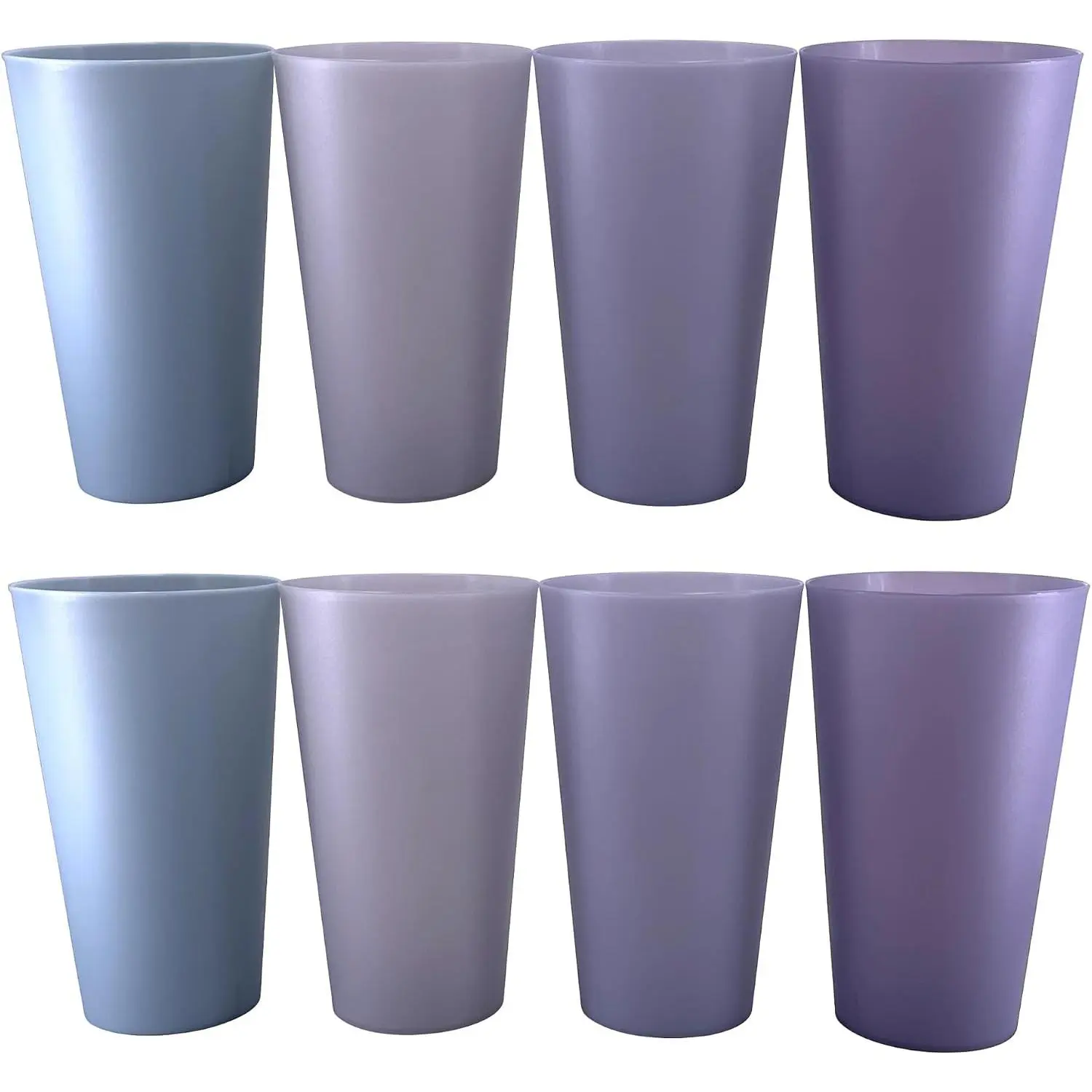 32 oz Plastic Cups Large  set 8, Plastic Tumbler Grey Tone |  Grade Polypropylene(PP),  , Top Rack Dishwasher Safe, Stackable, Shatterproof  Cup for Kitchen Outdoor