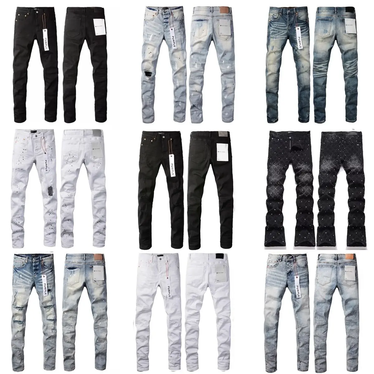 New 2026  Jeans Men Women Paint Hole Trendy New High Street American Trend Low Rise Stretch Skinny Pleated Ripped Jeans