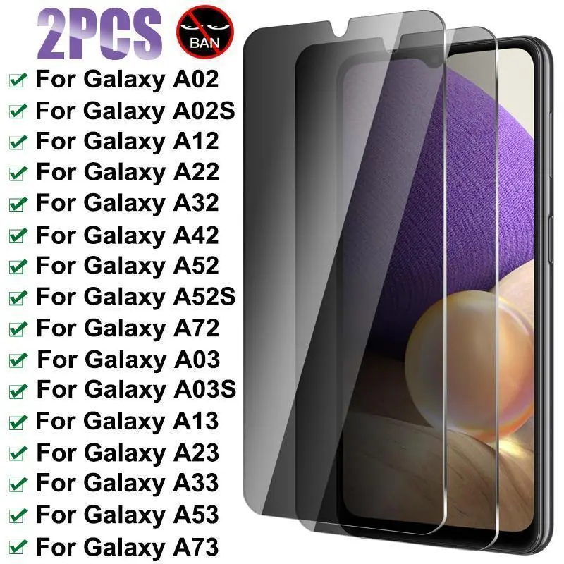 2-Pack Privacy Anti-Spy Tempered Glass Screen Protectors for Samsung Galaxy A02S A03S A12 A13 A22 5G A32 A33 A52 A52S A53 A72 A73 5G - Smartphone, Cellphone Cover, Mobile Device Accessories