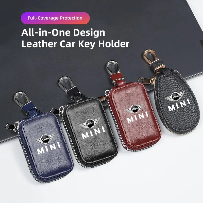 Car Key Bag Cover Keychain Ring Leather Protection Case For MINI One Cooper JCW Countryman Clubman Cabrio Paceman Coupe Roadster Clubvan