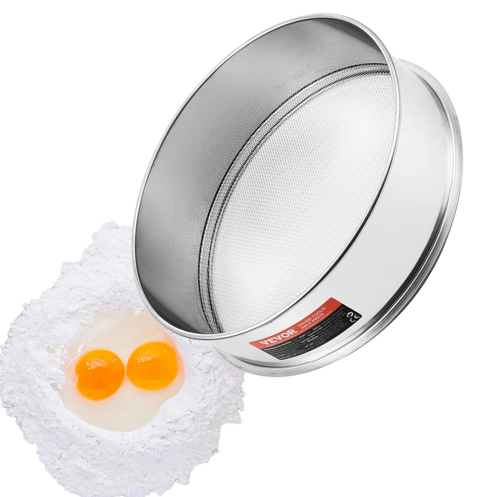 【DealsForYouDays】VEVOR Flour Sieve Fine Mesh, 10 Mesh Flour Sifter, 304 Stainless Steel Fine Mesh Sifter Food-grade, Dia. 12.6" Fine Mesh Strainers for Baking, 5 Sizes Mesh hole for Mungbean, Rice, Flour, Pearl Powder