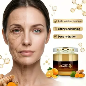 50g Turmeric Vitamin C Face Cream, Rich in Turmeric Root, Vitamin C, Jojoba Oil, Aloe Vera, Hydrating, Firming, Moisturizing, Morning & Night Care