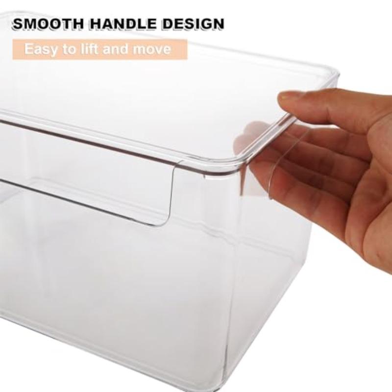 2Pcs Large Stackable Storage Bins with Lids Clear Storage Bin with Lid Pantry Storage Bins Plastic Container with Handle for Kitchen Refrigerator Cabinet Closet